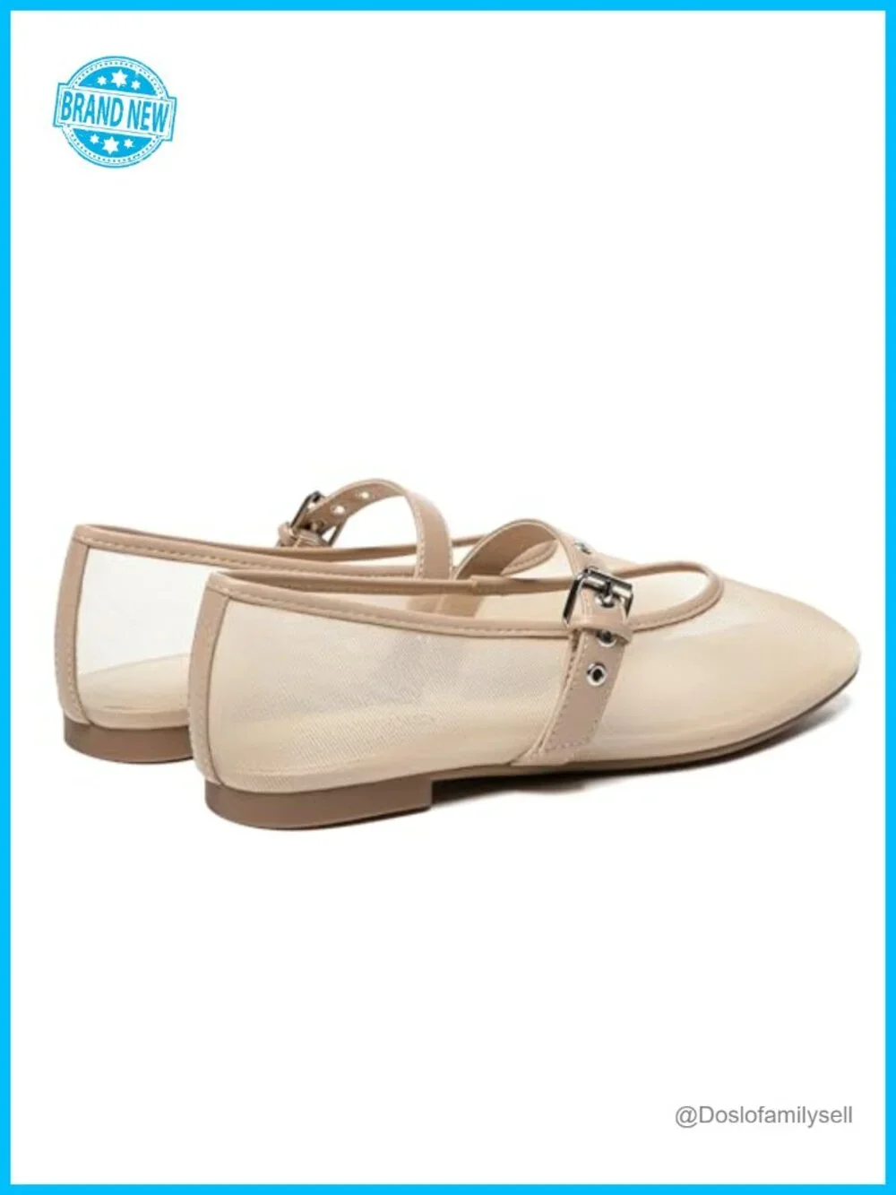 Mesh Ballet Flats Square Toe Mary Jane Ballerina Shoes